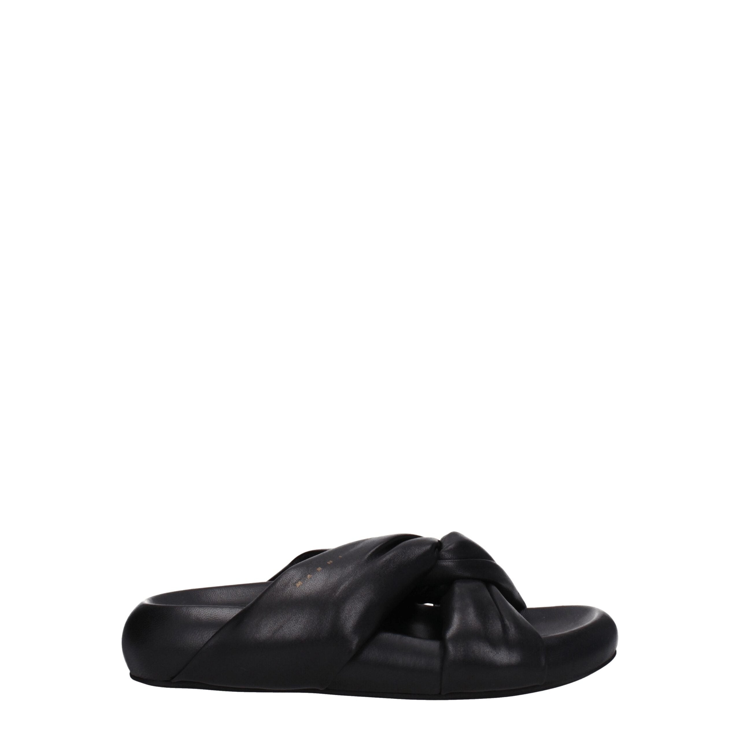 Marni Black Leather Slippers Sandals Marni