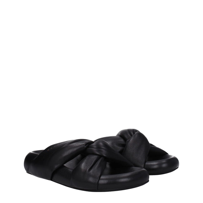 Marni Black Leather Slippers Sandals Marni
