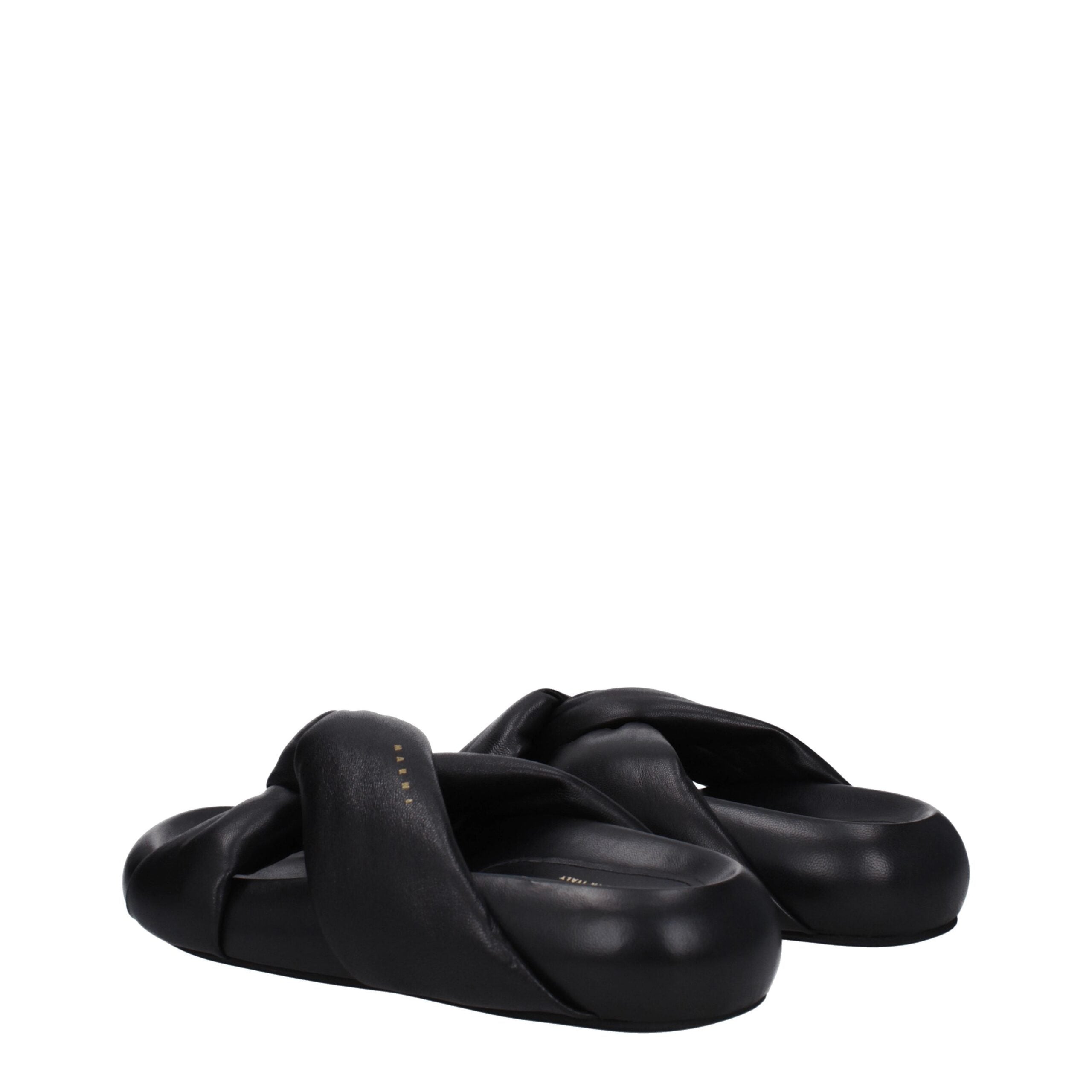 Marni Black Leather Slippers Sandals Marni