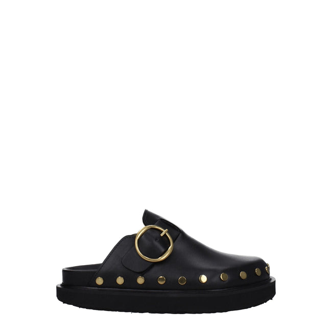 Isabel Marant Black Leather Slippers Sandals Isabel Marant