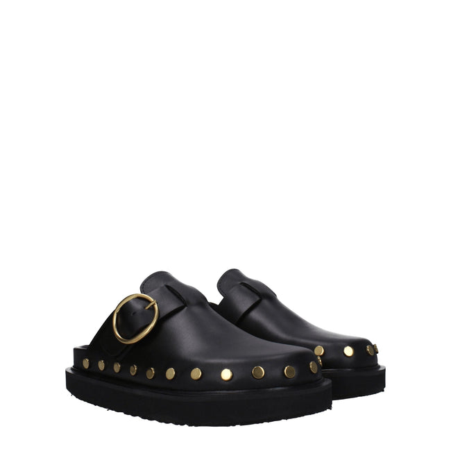 Isabel Marant Black Leather Slippers Sandals Isabel Marant