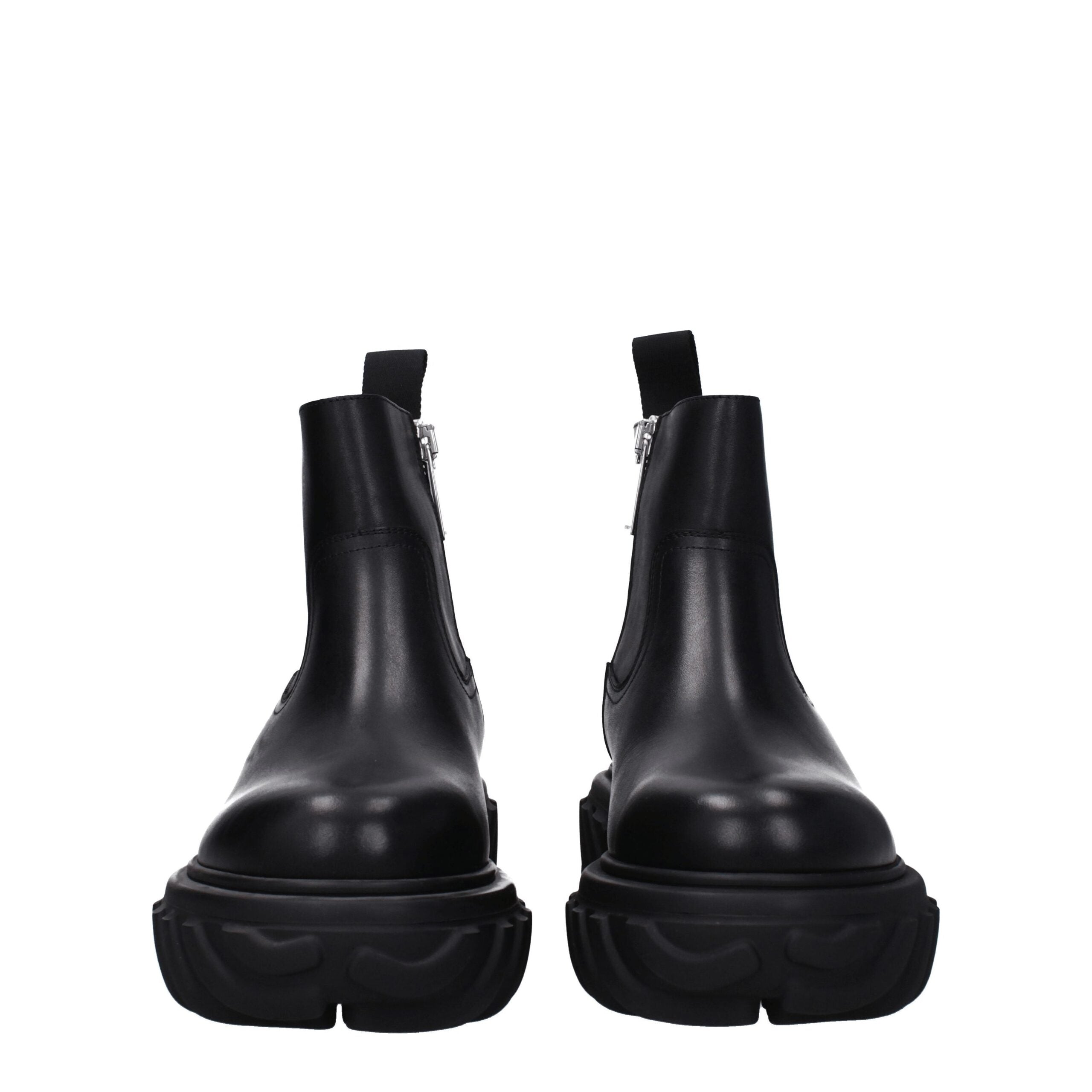 Off-White Black Leather Ankle Boots Off-White
