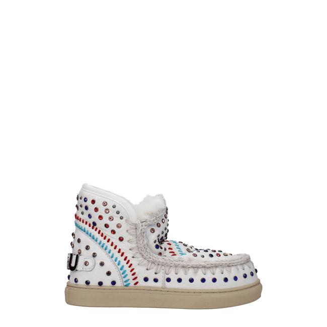 Mou White Leather Ankle Boots Mou