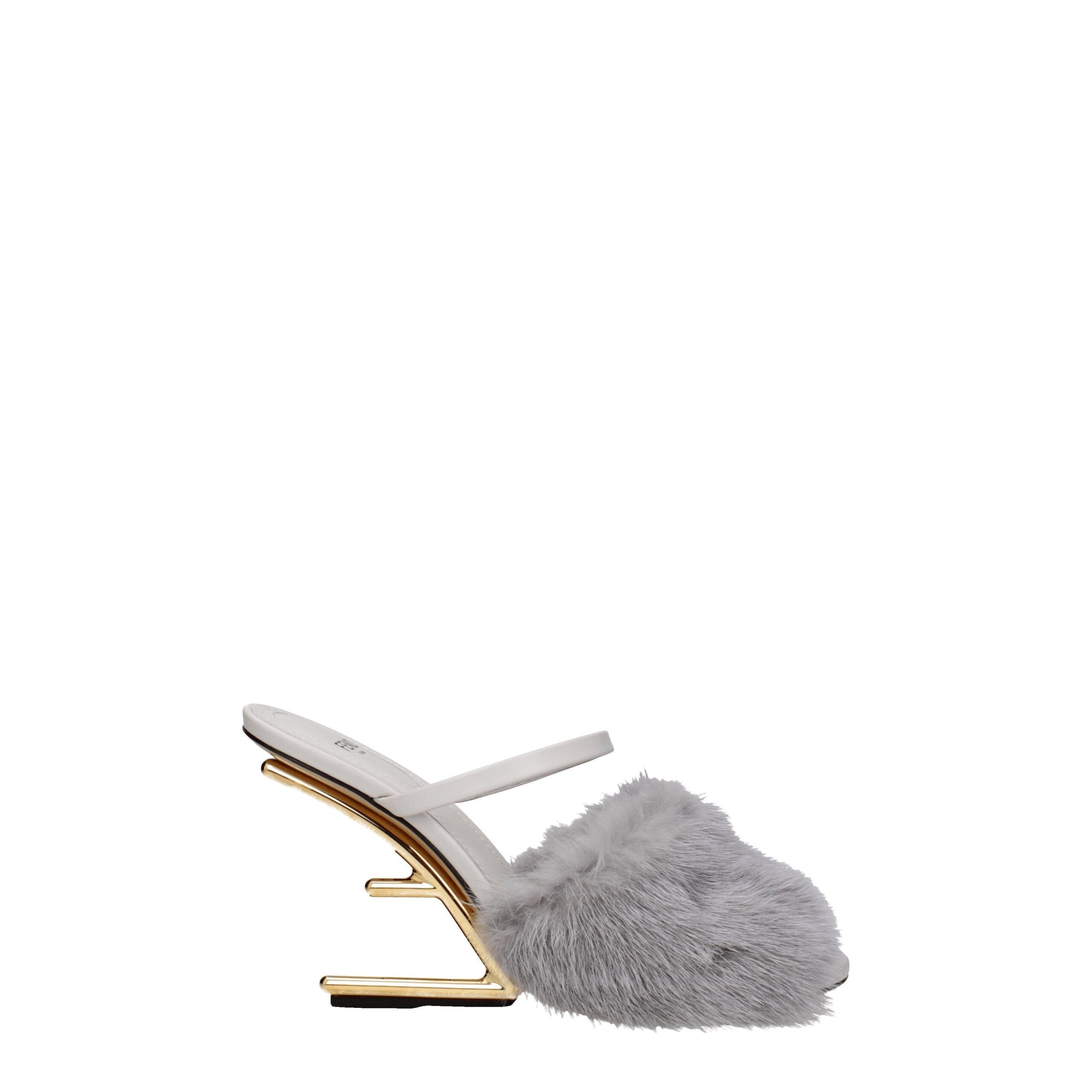 Fendi Gray Mink Slippers Sandals Fendi