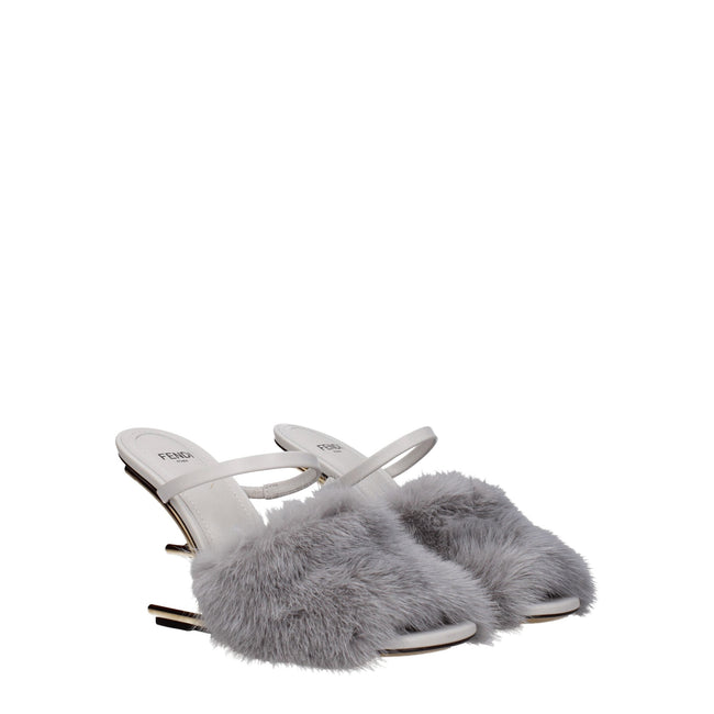 Fendi Gray Mink Slippers Sandals Fendi