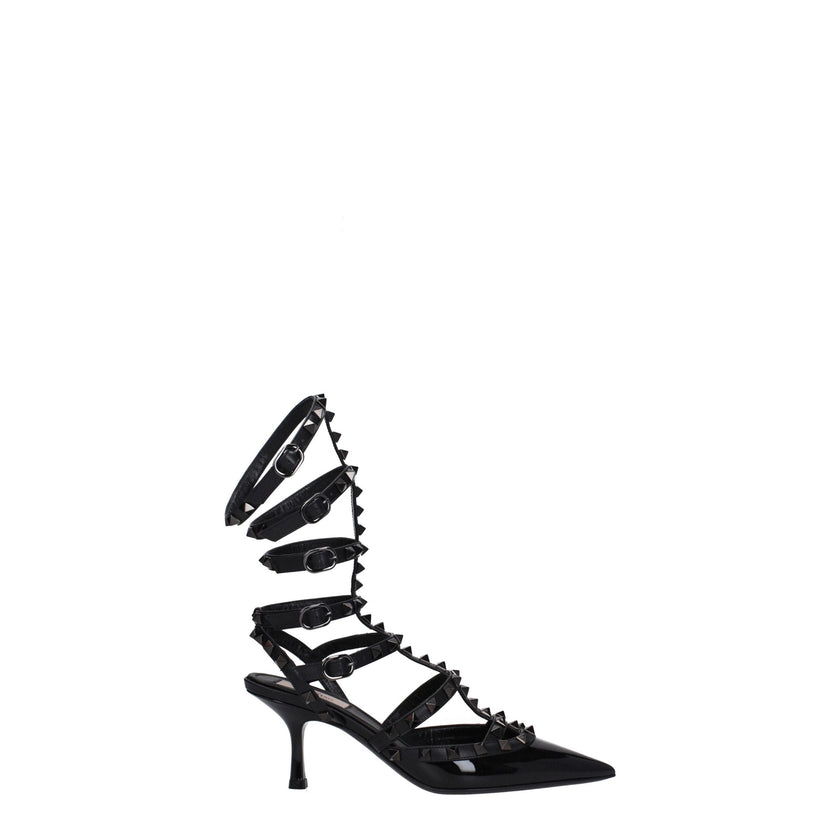 Valentino Garavani Black Leather Stiletto Heel Sandals Valentino Garavani