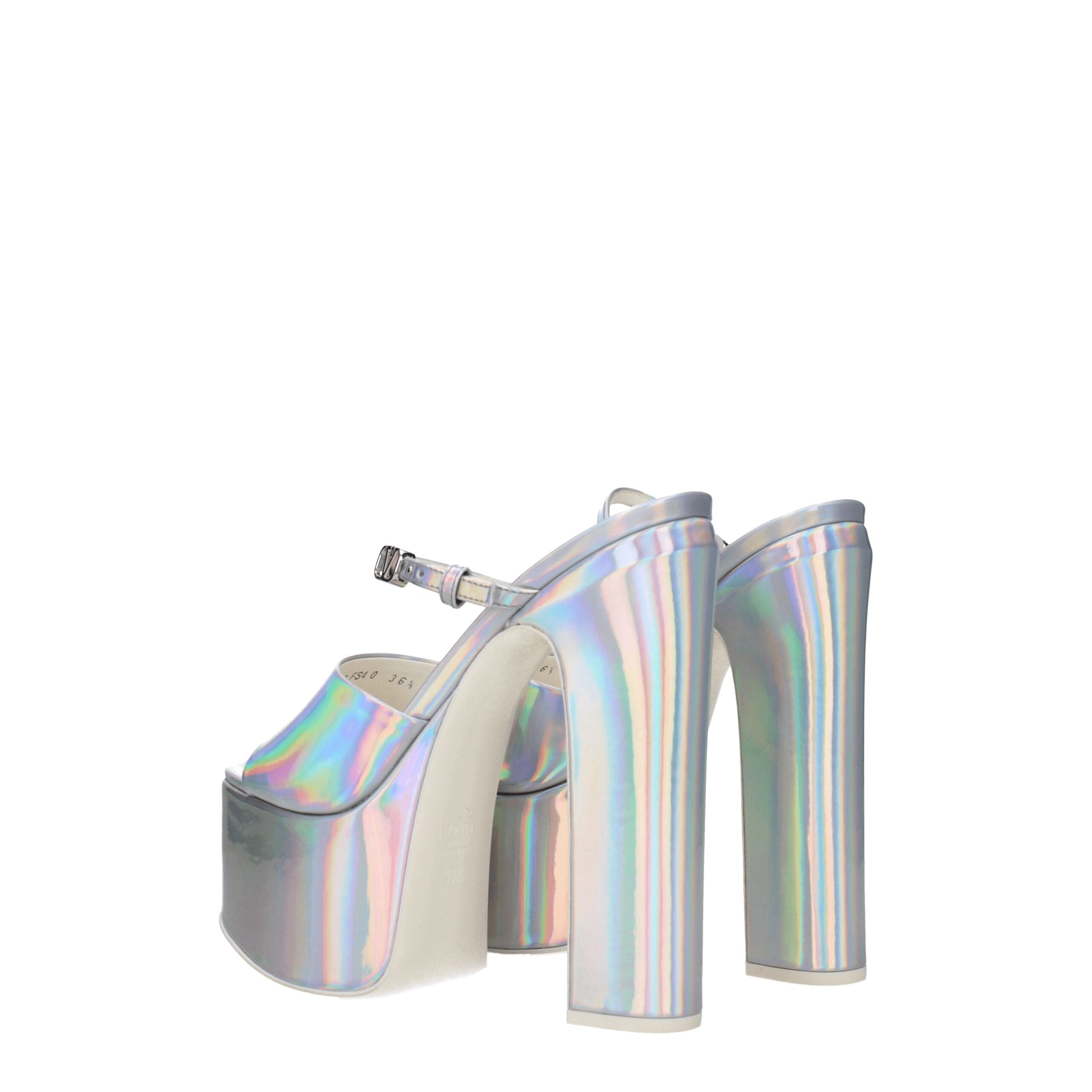 Valentino Garavani Gray Leather Platforms Valentino Garavani