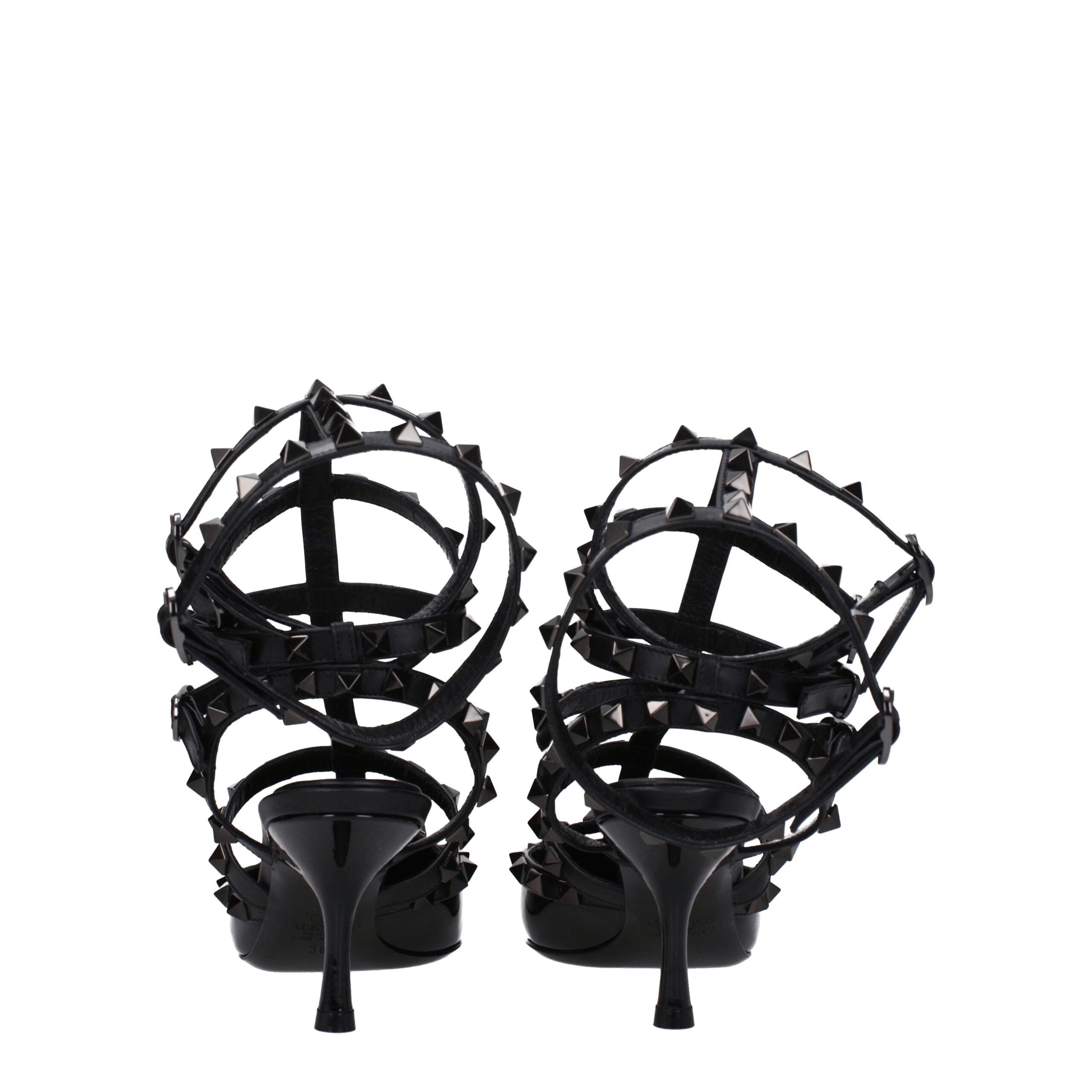 Valentino Garavani Black Leather Stiletto Heels Sandals Valentino Garavani