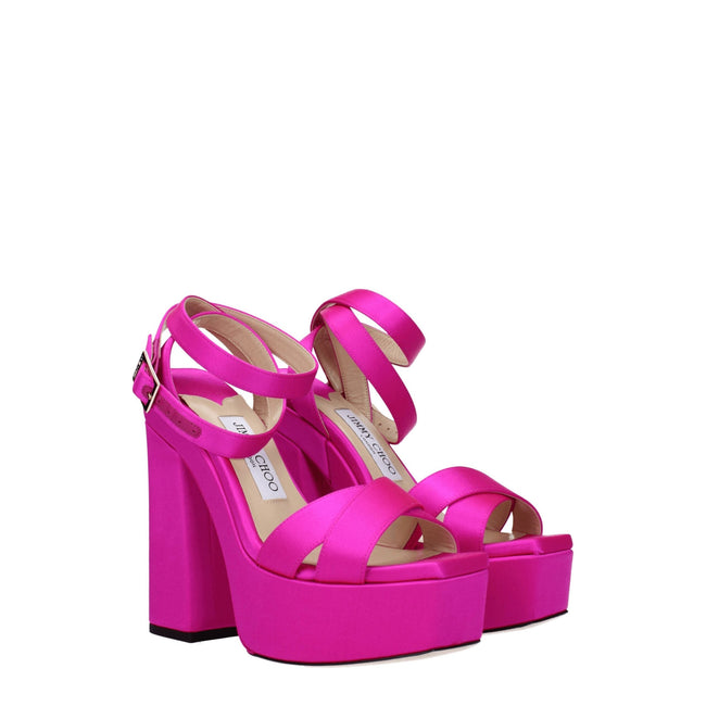 Jimmy Choo Pink Satin Platforms Jimmy Choo