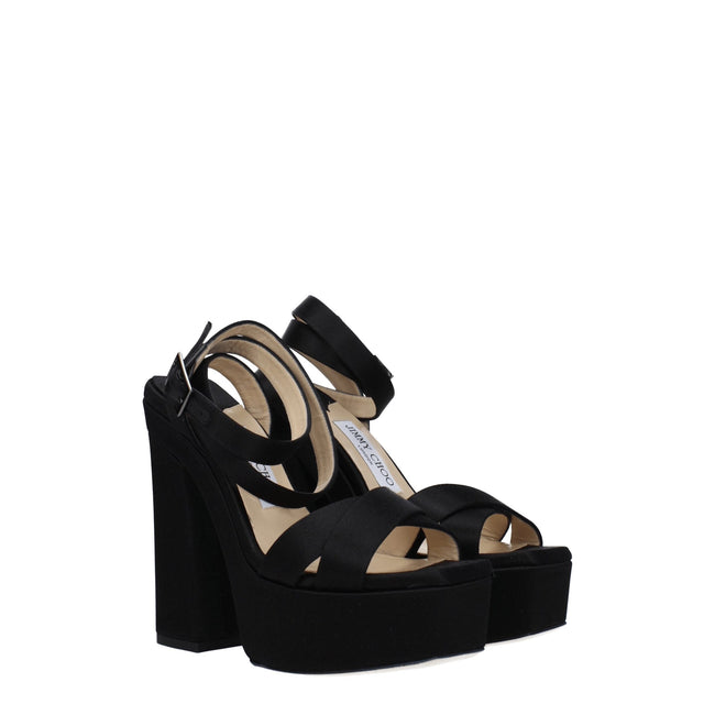 Jimmy Choo Black Satin Platforms Jimmy Choo
