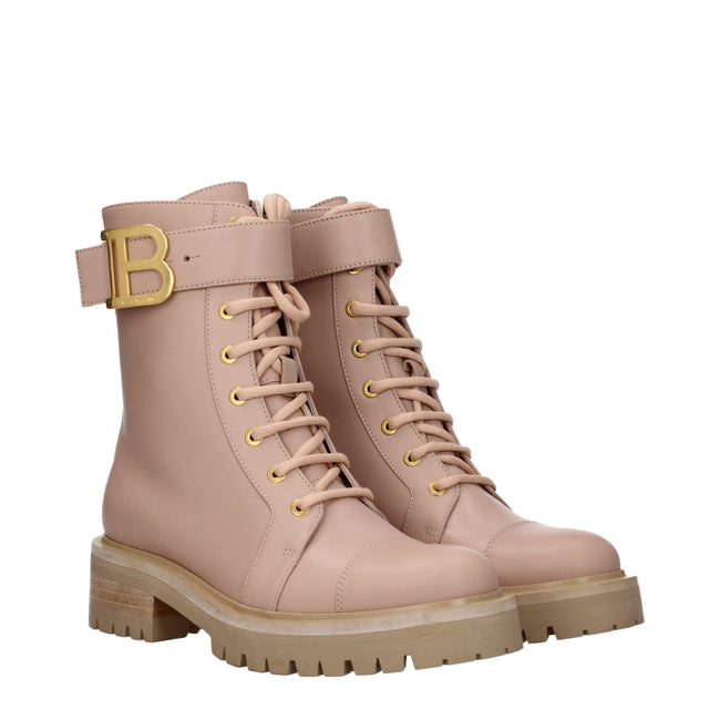 Balmain Beige Leather Ankle Boots Balmain