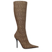 Versace Beige Fabric High Heel Boots Versace