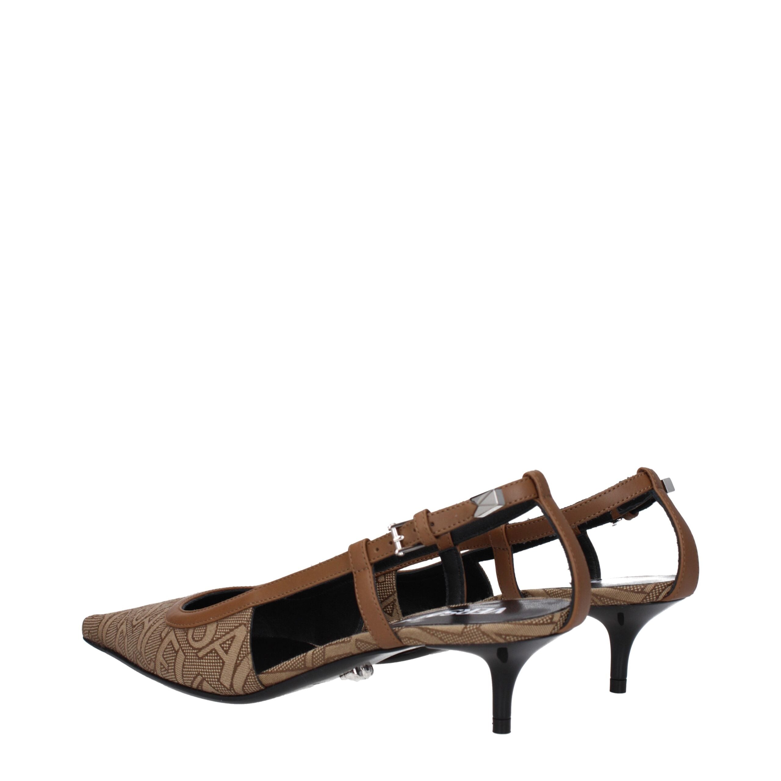 Versace Beige Fabric Mid Heel Pumps Versace