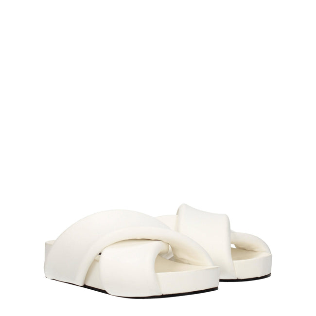 Jil Sander White Leather Slippers Sandals Jil Sander