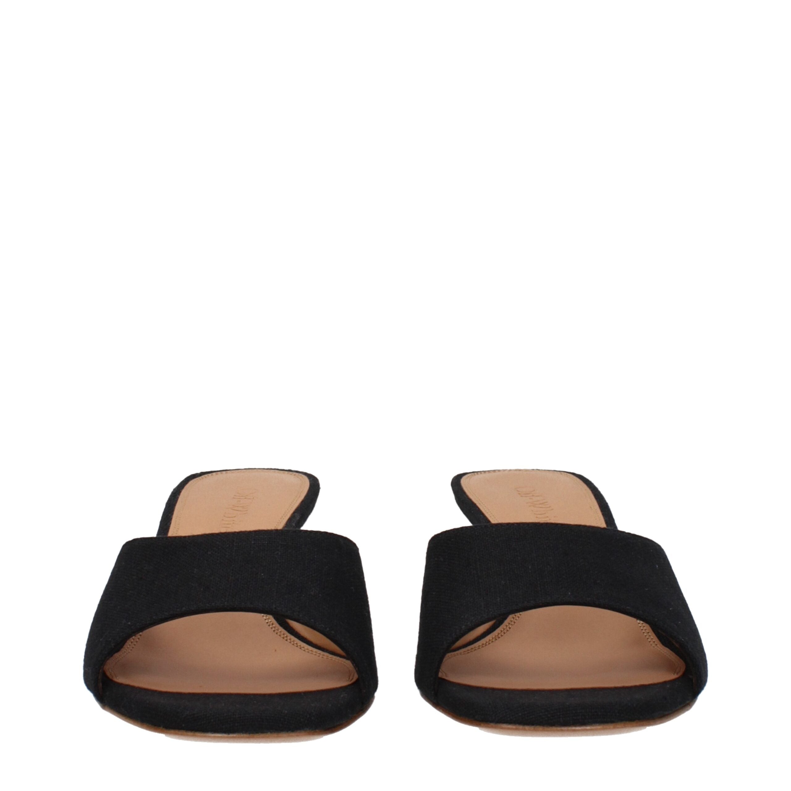 Off-White Black Linen Flat Sandals Off-White