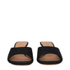 Off-White Black Linen Flat Sandals Off-White