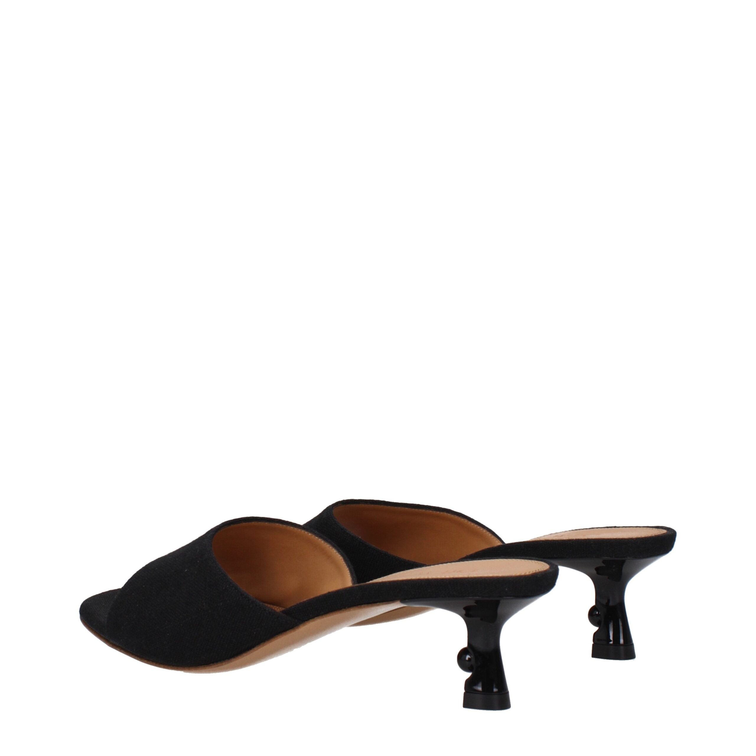Off-White Black Linen Flat Sandals Off-White