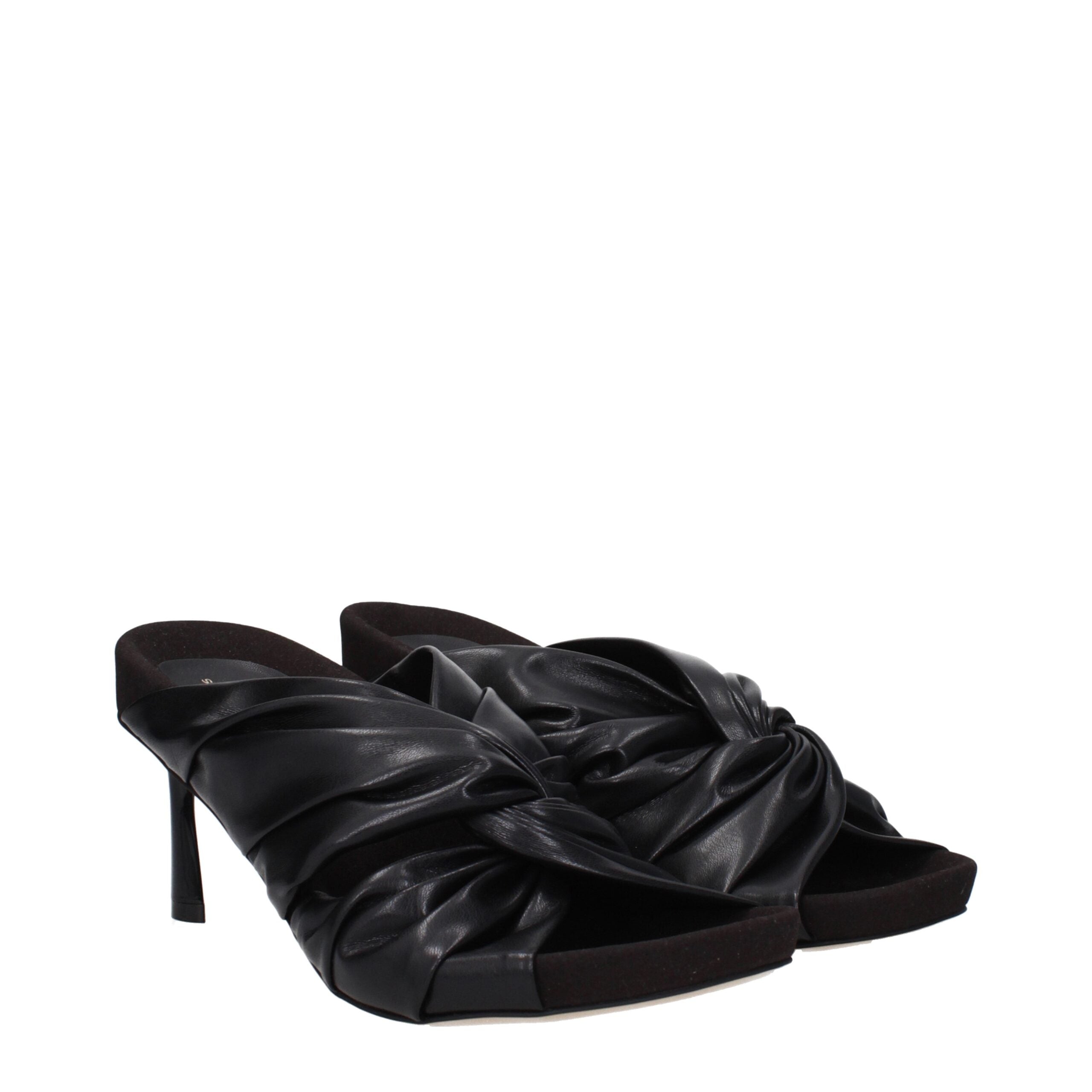 Stella McCartney Black Leather Stiletto Heels Sandals Stella McCartney