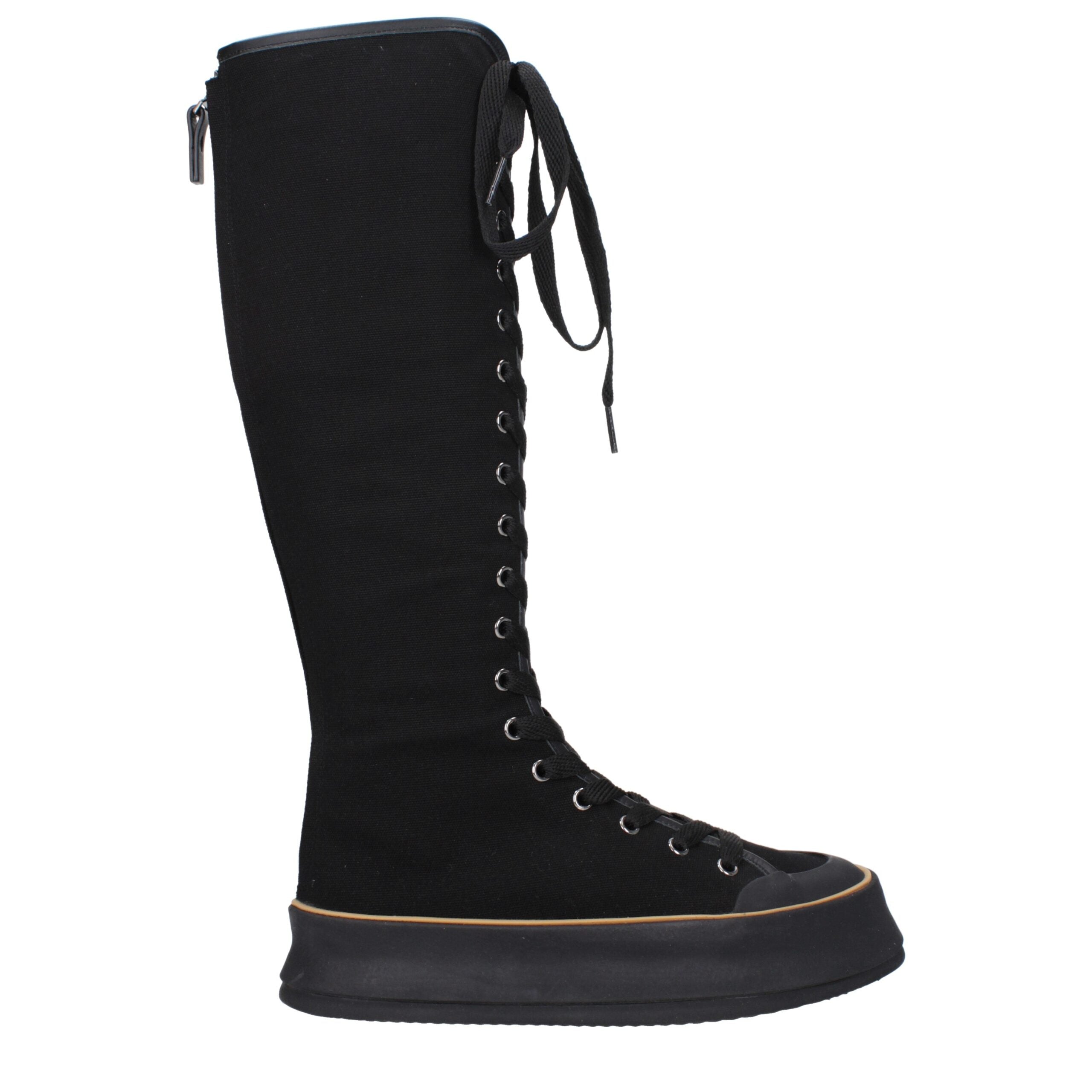 Max Mara Black Fabric Lace-Up Boots Max Mara