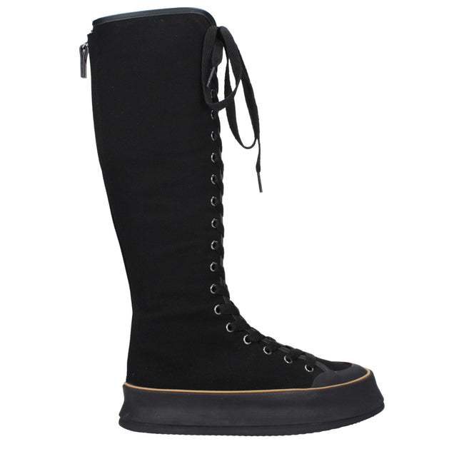 Max Mara Black Fabric Lace-Up Boots Max Mara