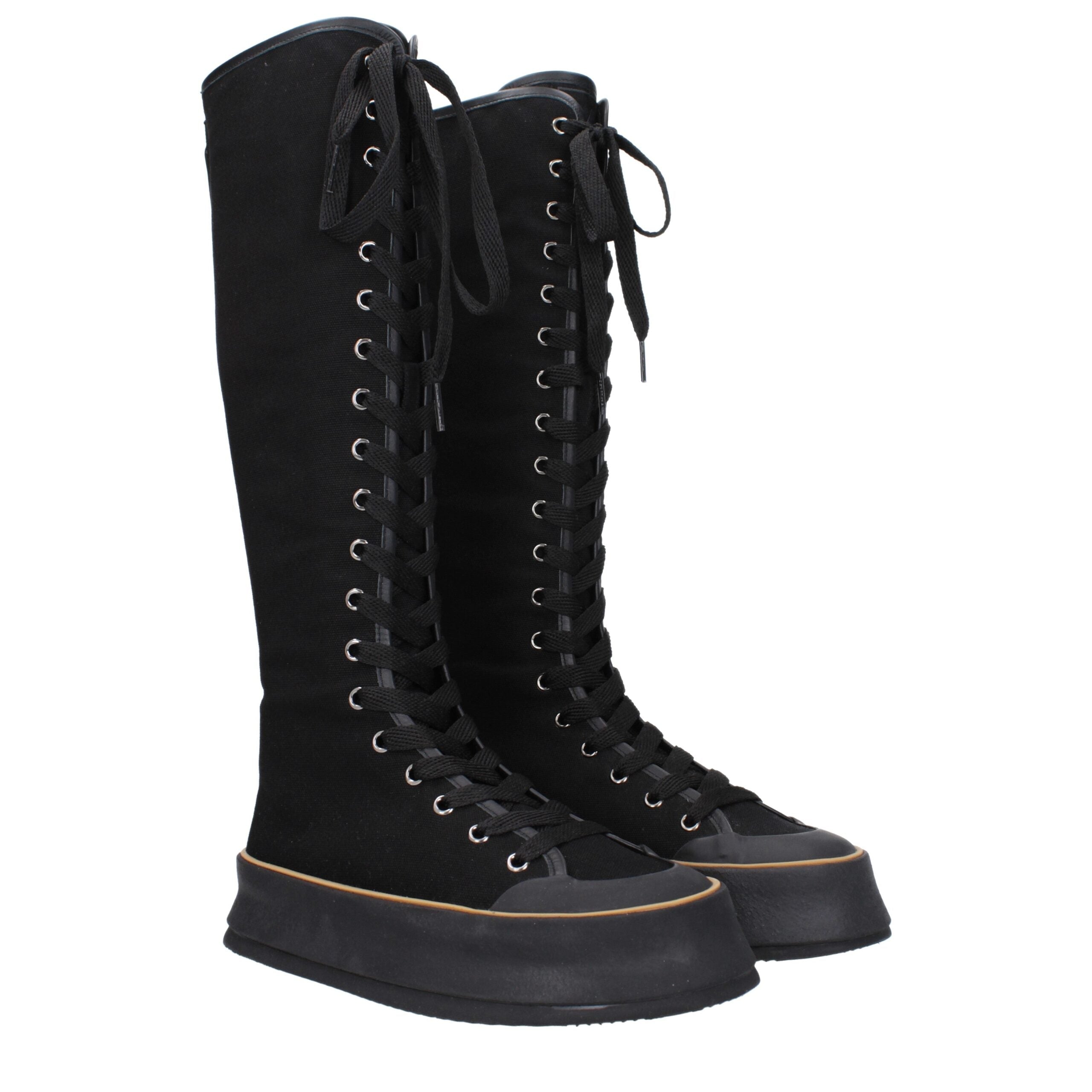 Max Mara Black Fabric Lace-Up Boots Max Mara