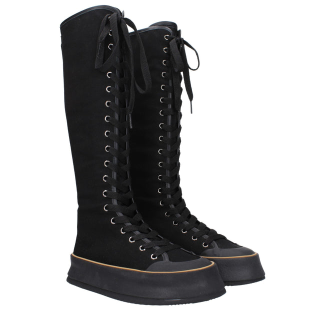 Max Mara Black Fabric Lace-Up Boots Max Mara