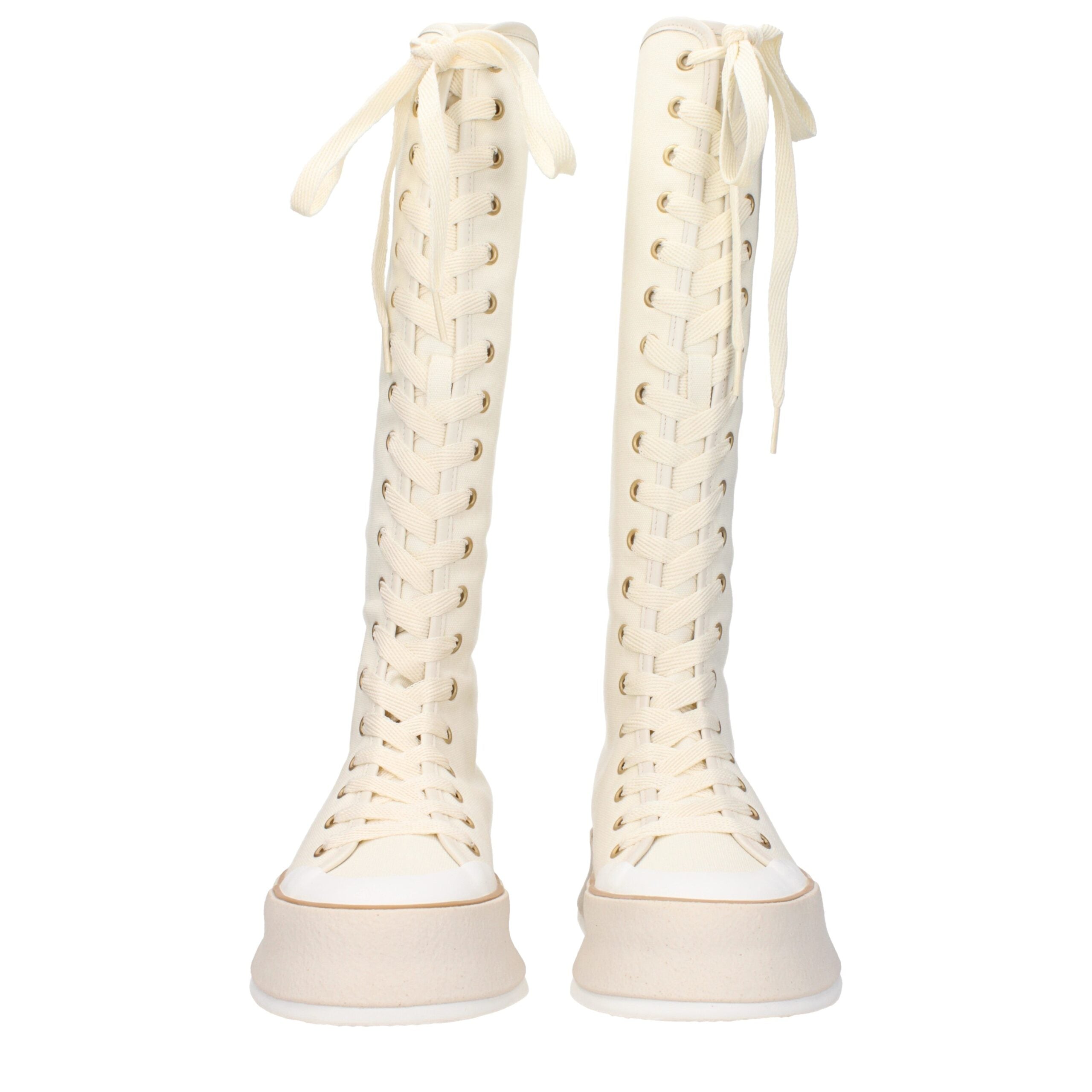 Max Mara Beige Fabric Lace-Up Boots Max Mara