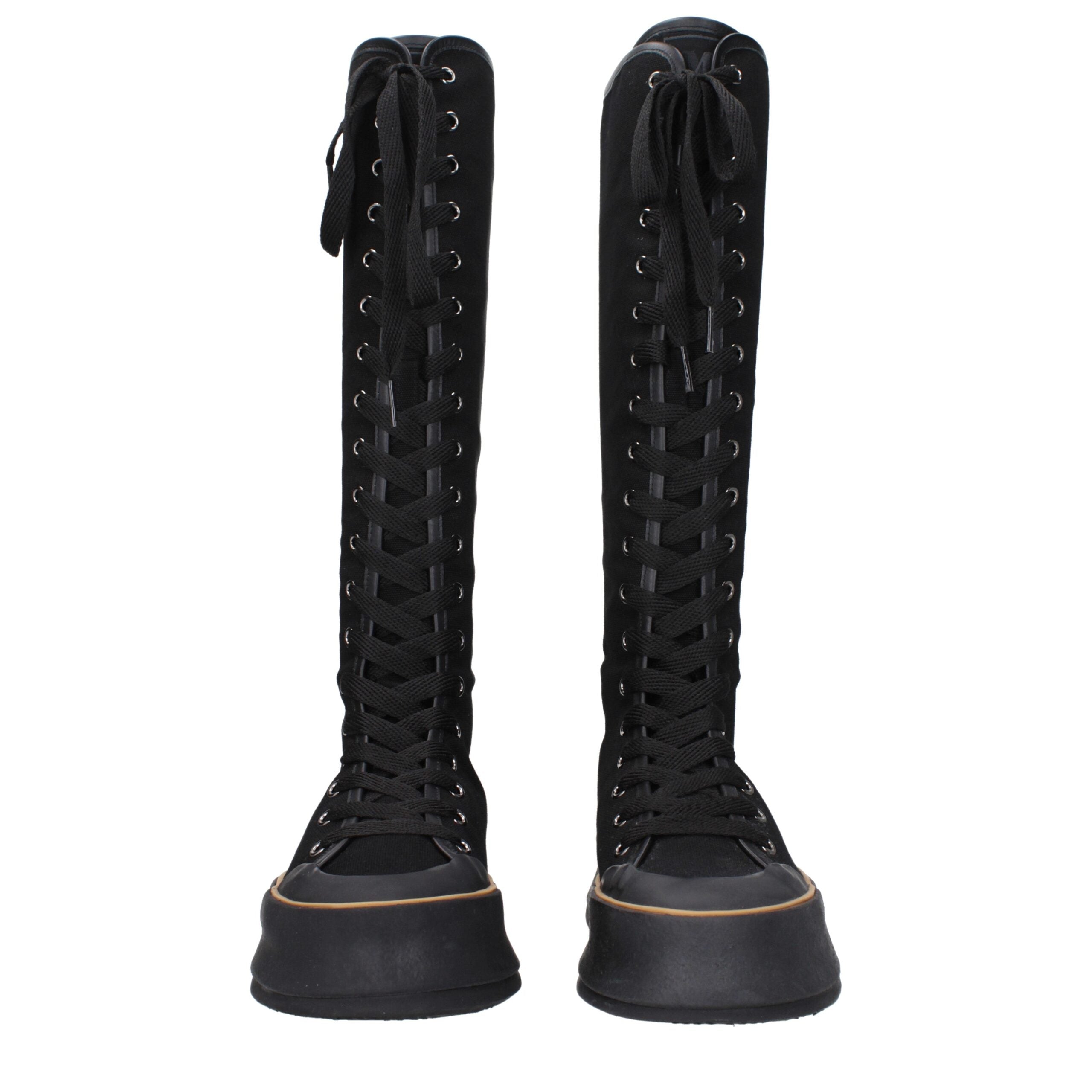 Max Mara Black Fabric Lace-Up Boots Max Mara