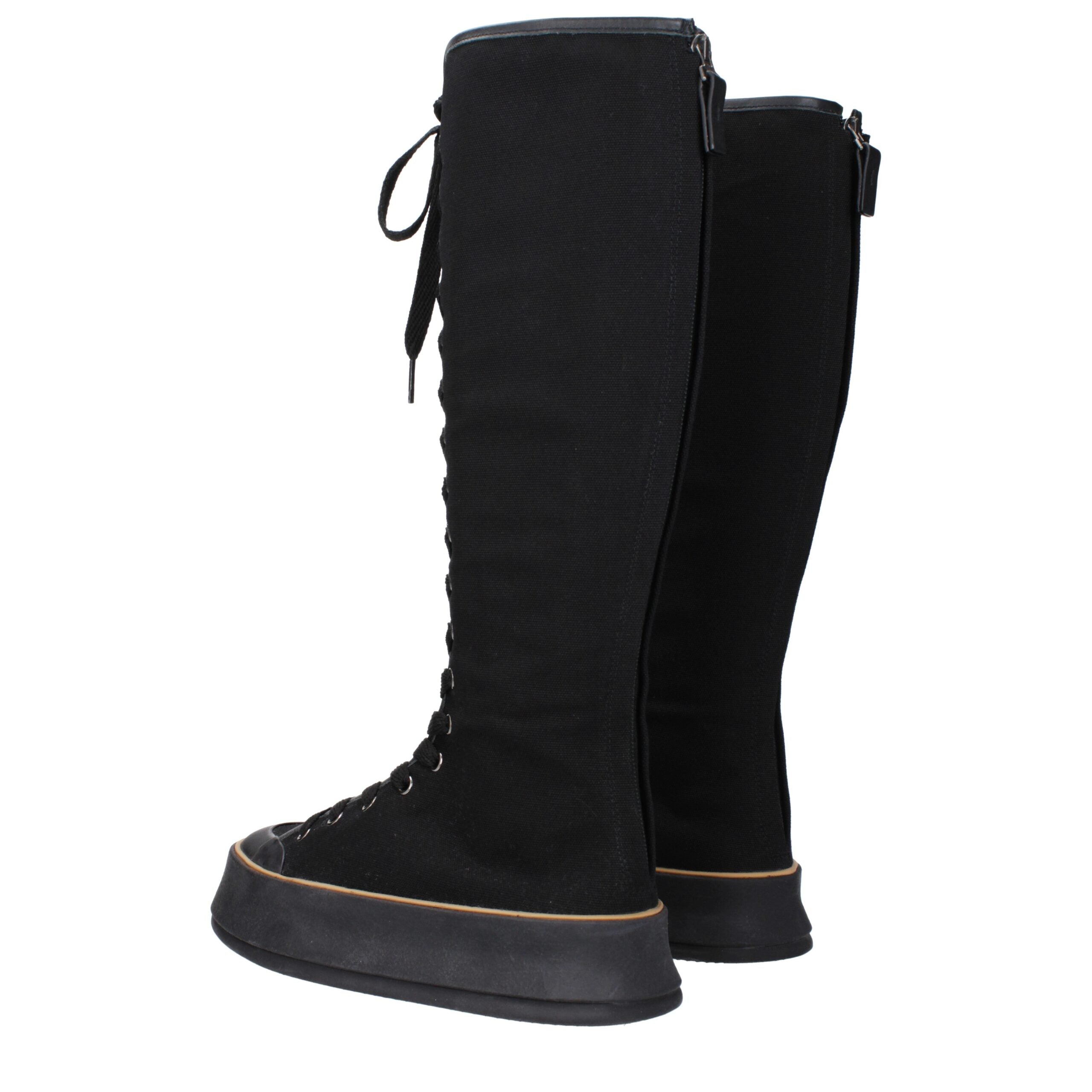 Max Mara Black Fabric Lace-Up Boots Max Mara