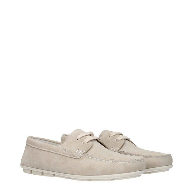 Prada Gray Leather Slip-On Loafers Prada