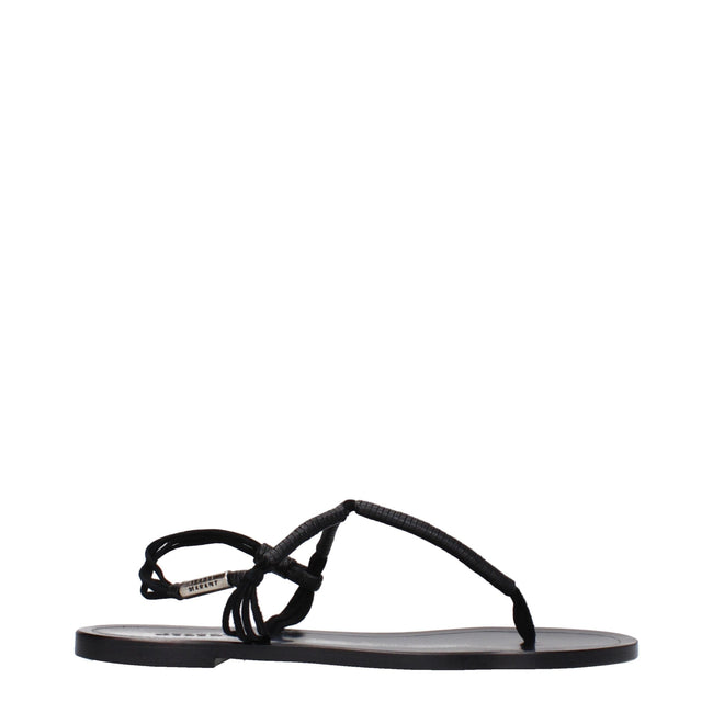 Isabel Marant Black Leather Flip-Flop Sandals Isabel Marant