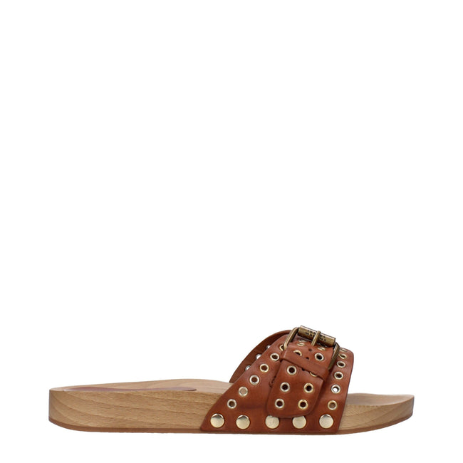Isabel Marant Brown Leather Slippers Sandals Isabel Marant