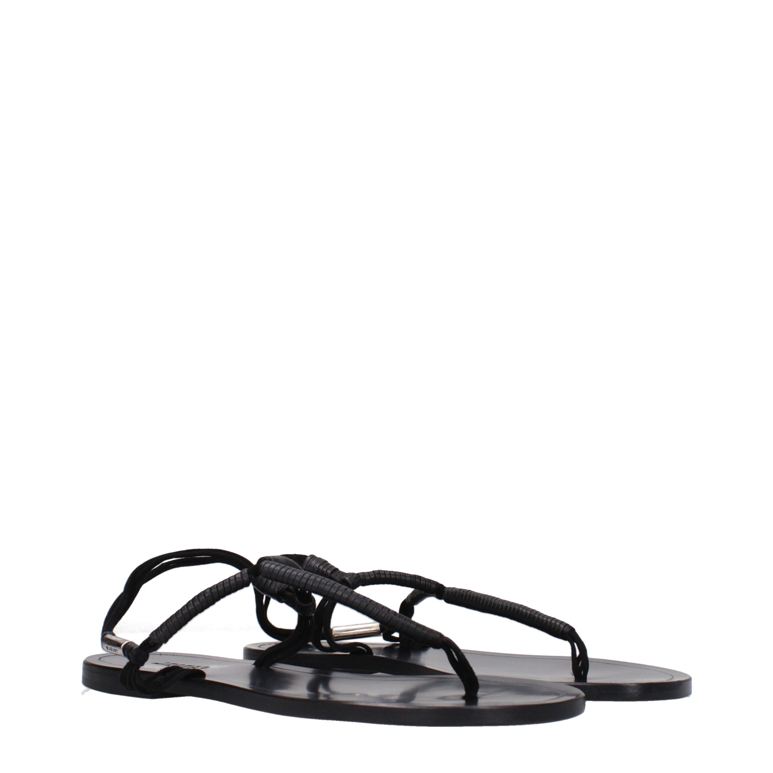 Isabel Marant Black Leather Flip-Flop Sandals Isabel Marant