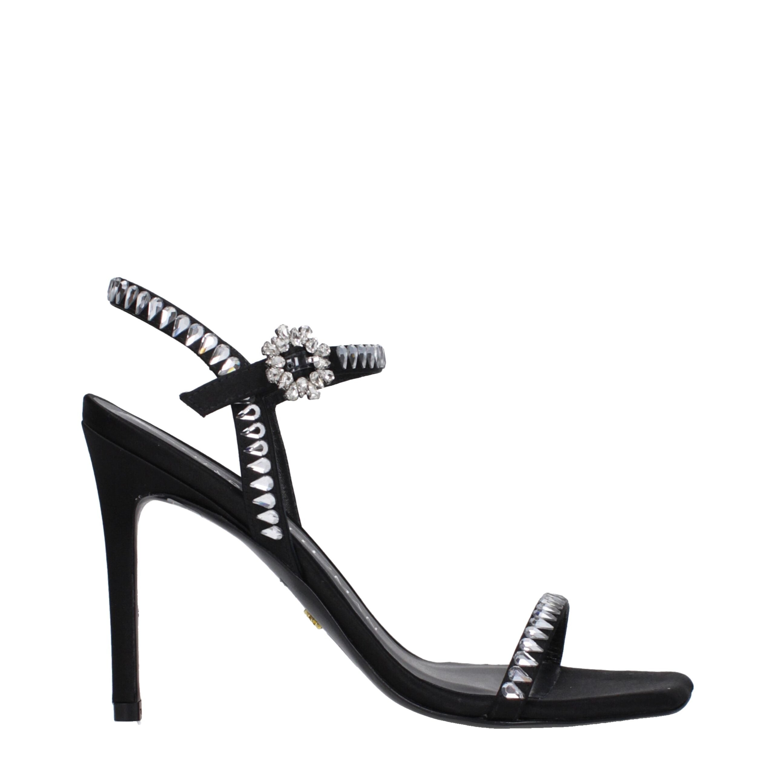 Stuart Weitzman Black Satin Stiletto Heels Sandals Stuart Weitzman