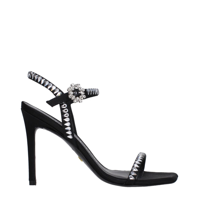 Stuart Weitzman Black Satin Stiletto Heels Sandals Stuart Weitzman