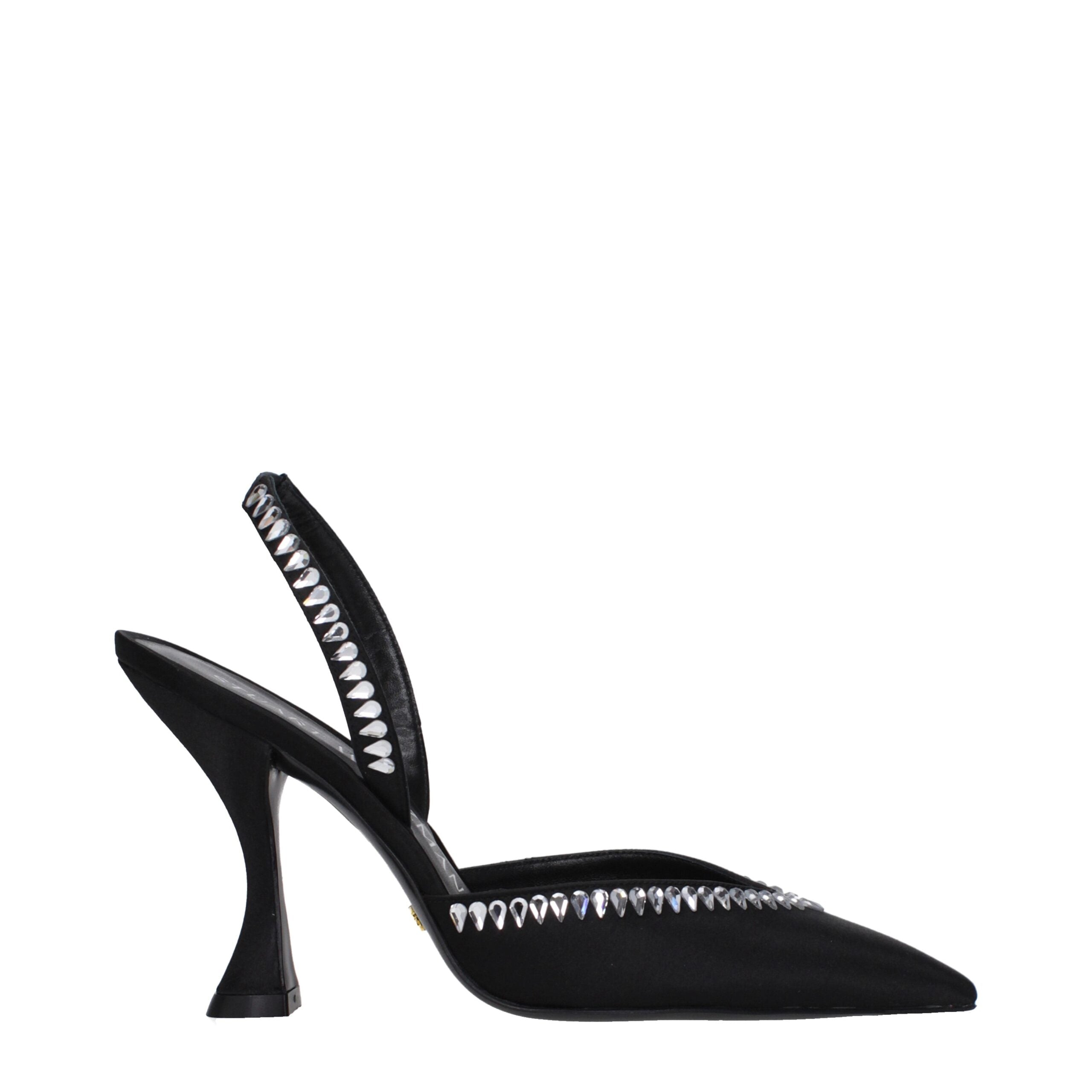 Stuart Weitzman Black Satin Stiletto Heels Sandals Stuart Weitzman