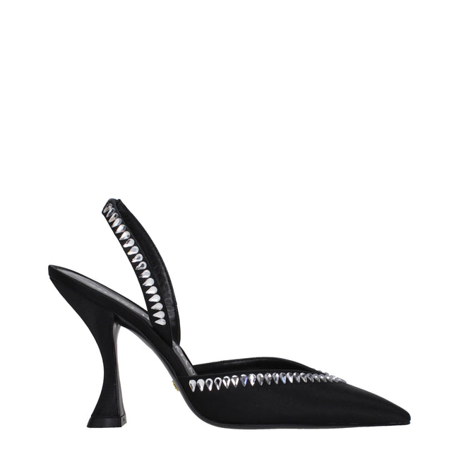 Stuart Weitzman Black Satin Stiletto Heels Sandals Stuart Weitzman