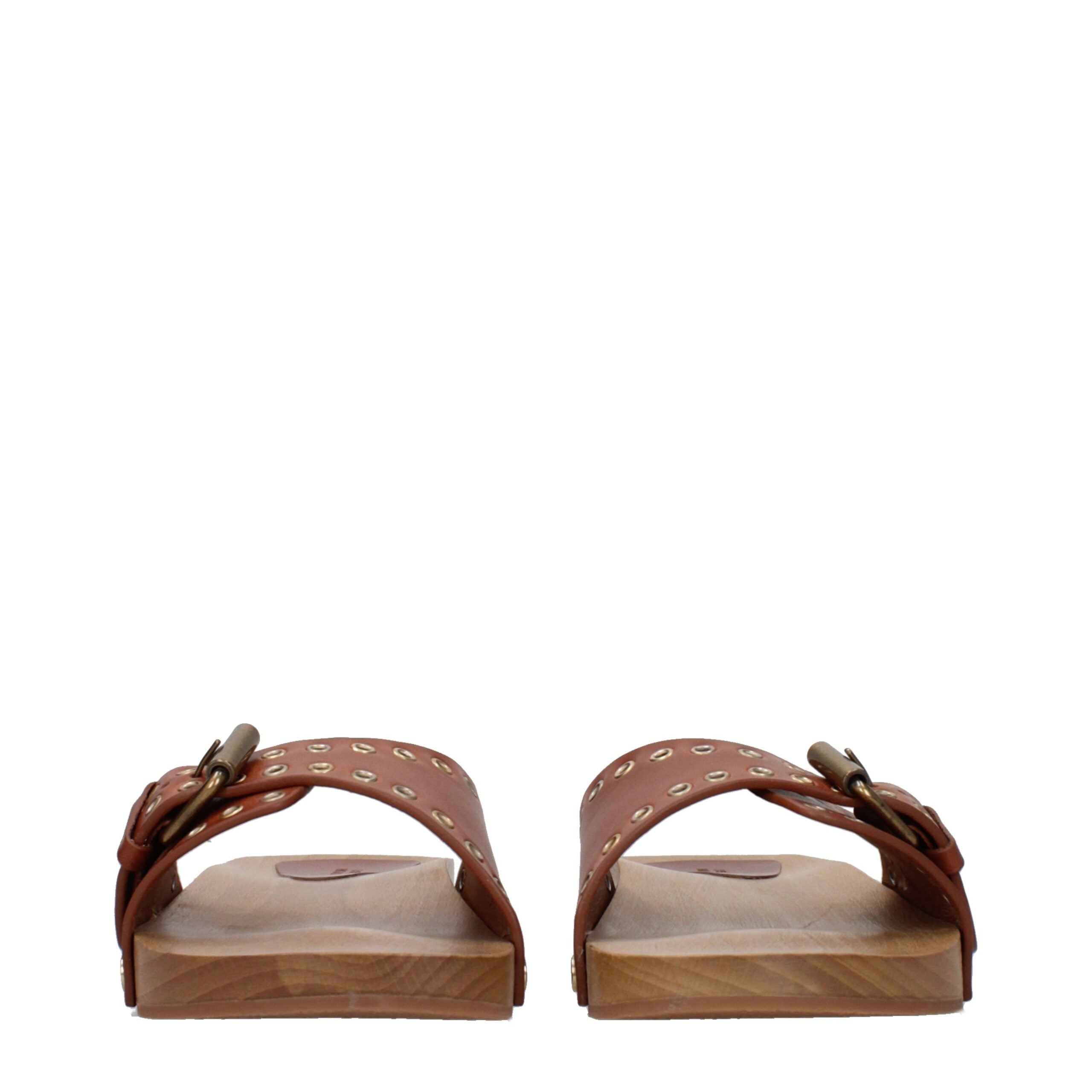Isabel Marant Brown Leather Slippers Sandals Isabel Marant