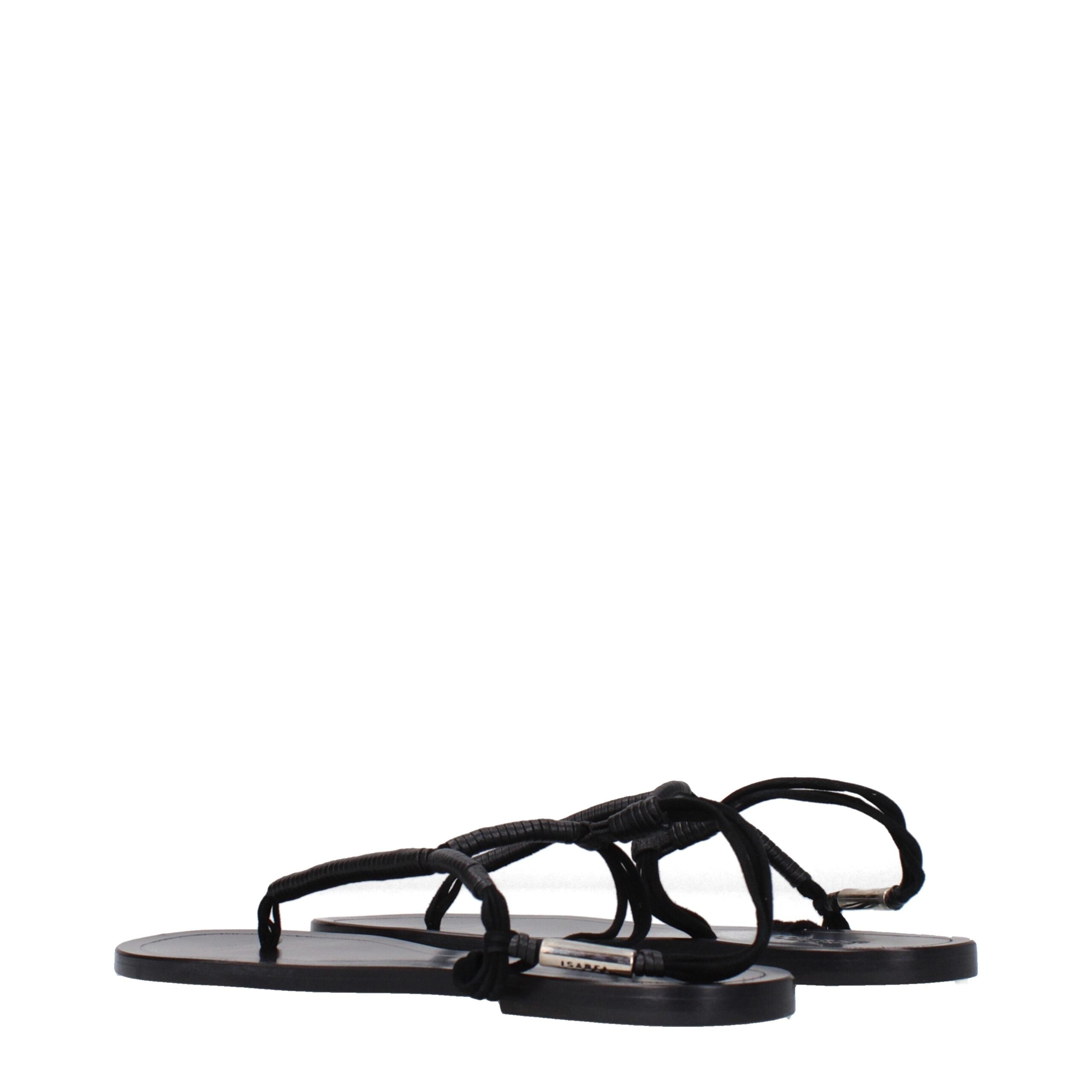Isabel Marant Black Leather Flip-Flop Sandals Isabel Marant