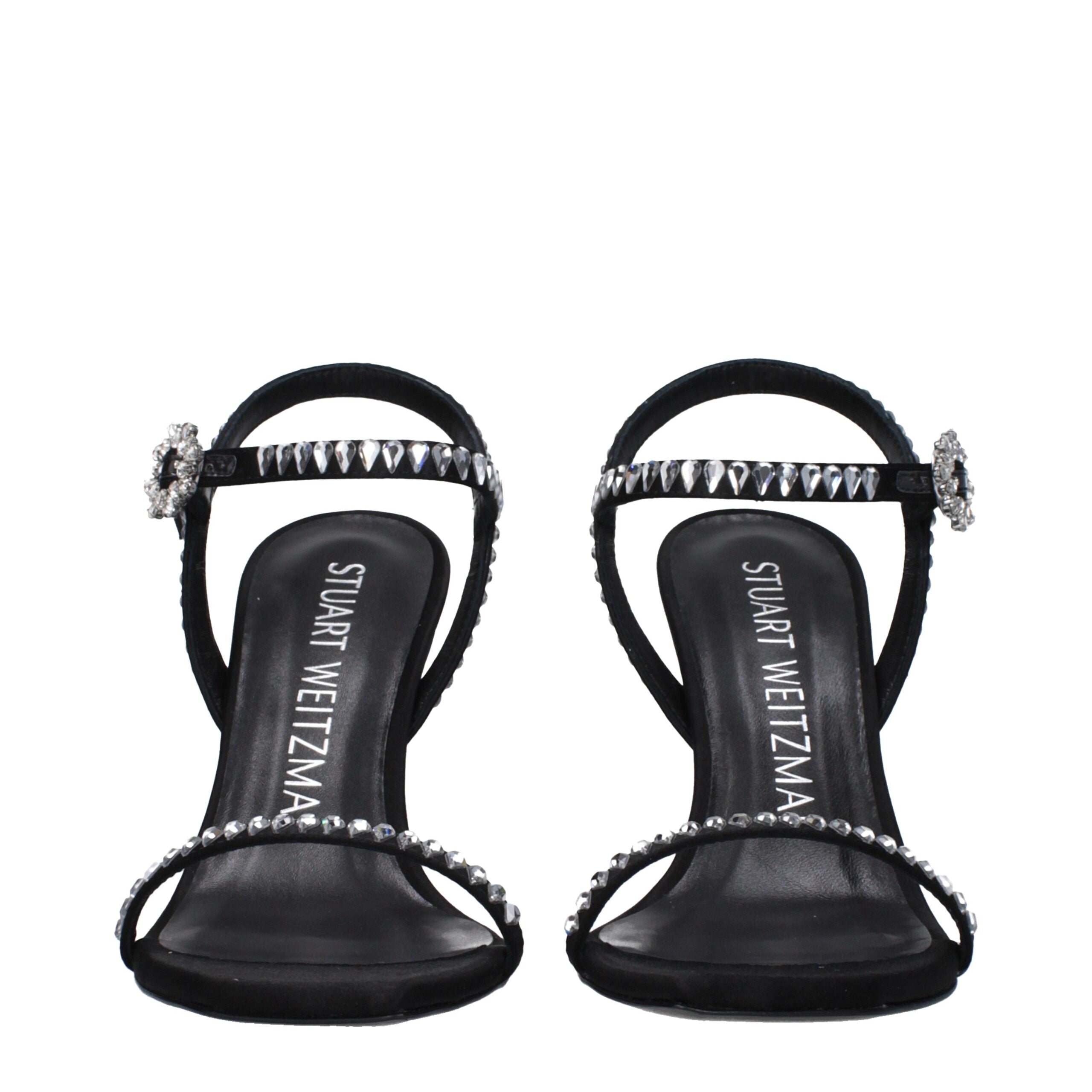Stuart Weitzman Black Satin Stiletto Heels Sandals Stuart Weitzman