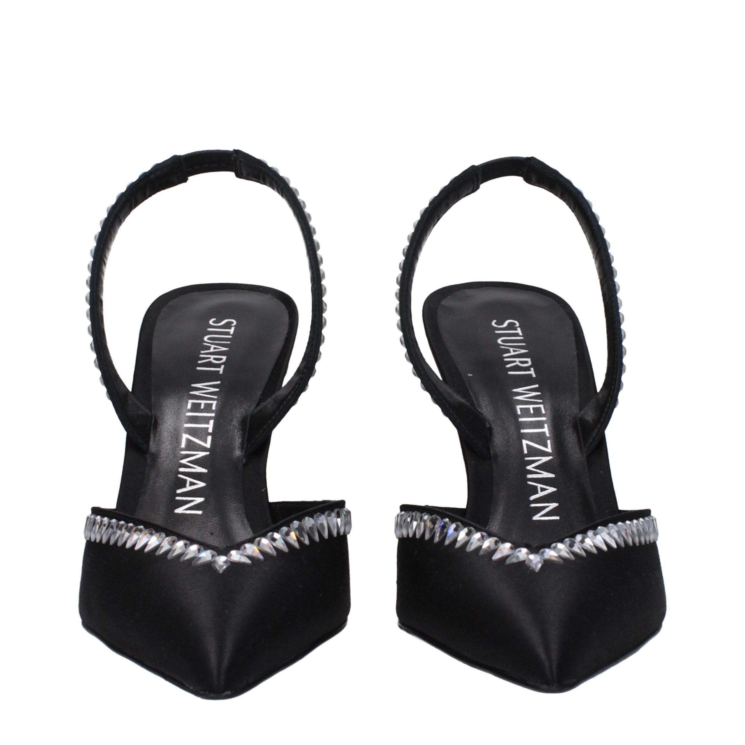Stuart Weitzman Black Satin Stiletto Heels Sandals Stuart Weitzman