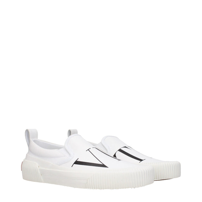 Valentino Garavani White Fabric Slip-On Loafers Valentino Garavani