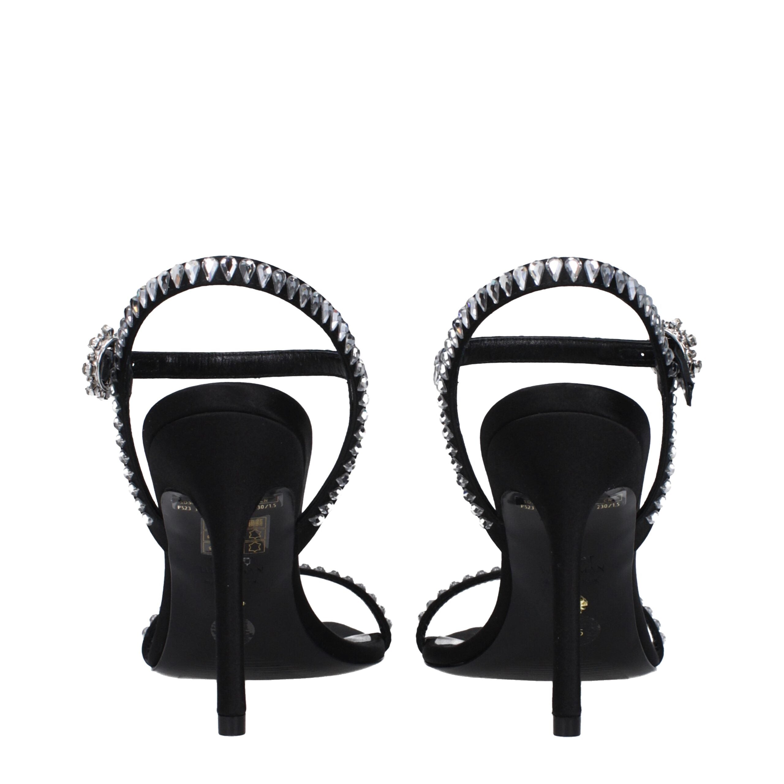 Stuart Weitzman Black Satin Stiletto Heels Sandals Stuart Weitzman