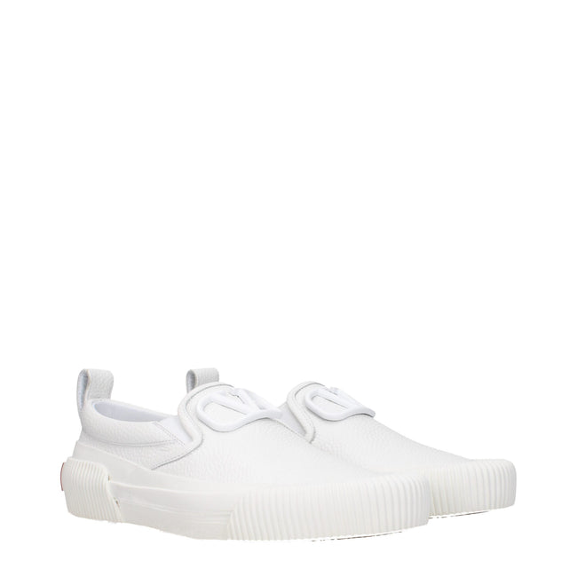 Valentino Garavani White Leather Slip-On Loafers Valentino Garavani