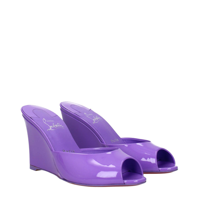Christian Louboutin Purple Leather Wedges Sandals Christian Louboutin