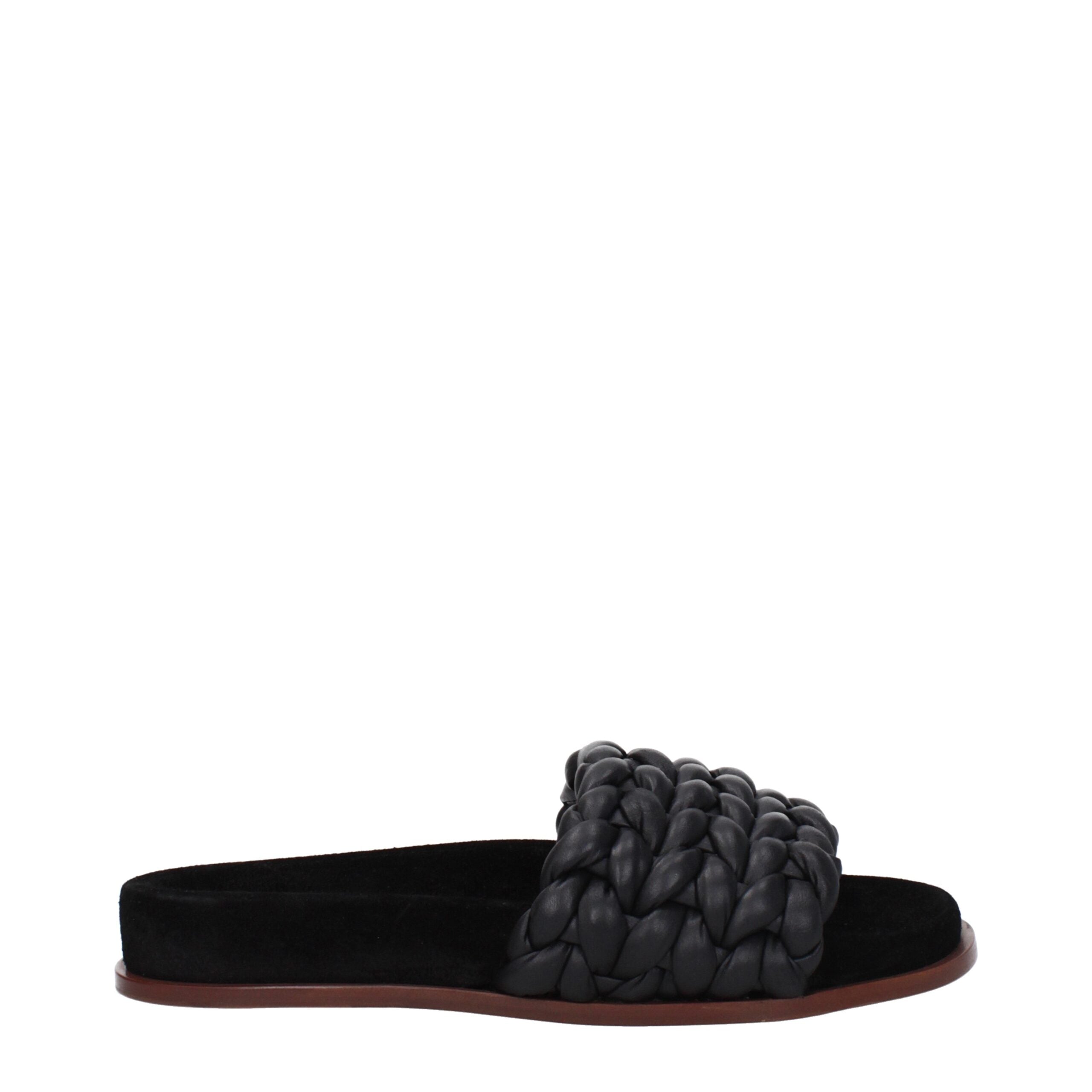 Chloé Black Leather Slippers Sandals Chloé