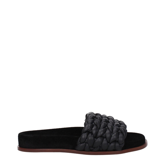 Chloé Black Leather Slippers Sandals Chloé