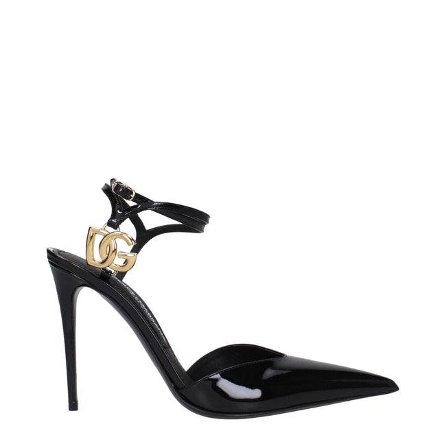 Dolce & Gabbana Black Leather Stiletto Heels Sandals Dolce & Gabbana