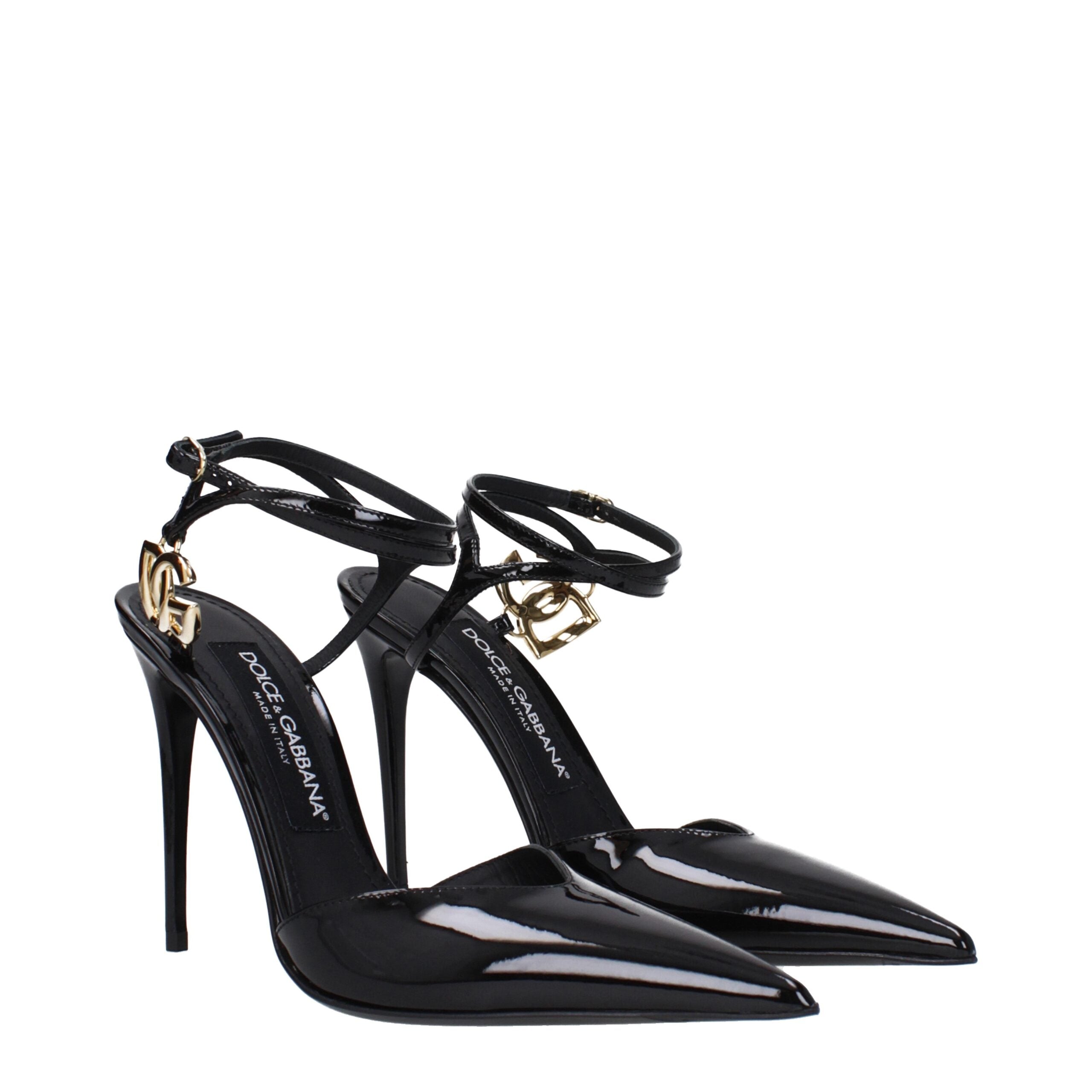 Dolce & Gabbana Black Leather Stiletto Heels Sandals Dolce & Gabbana