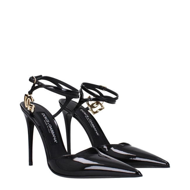 Dolce & Gabbana Black Leather Stiletto Heels Sandals Dolce & Gabbana